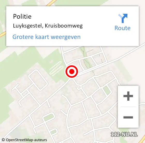 Locatie op kaart van de 112 melding: Politie Luyksgestel, Kruisboomweg op 31 mei 2022 16:18