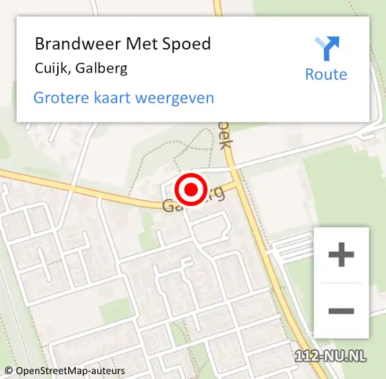 Locatie op kaart van de 112 melding: Brandweer Met Spoed Naar Cuijk, Galberg op 31 mei 2022 16:40