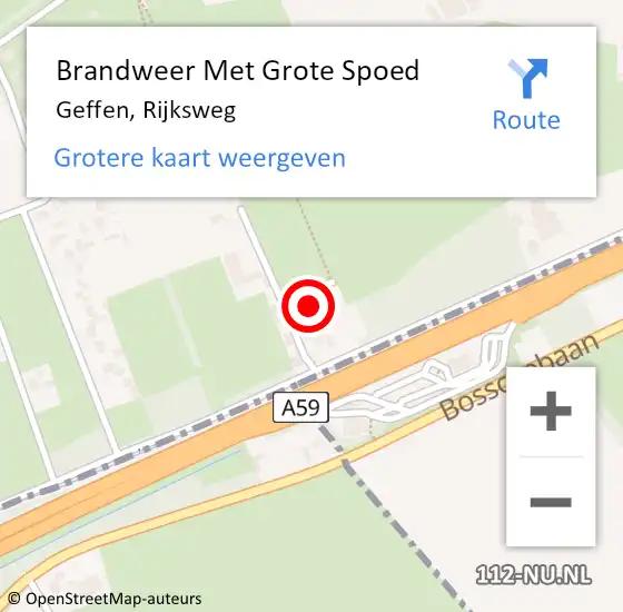 Locatie op kaart van de 112 melding: Brandweer Met Grote Spoed Naar Geffen, Rijksweg op 31 mei 2022 16:54