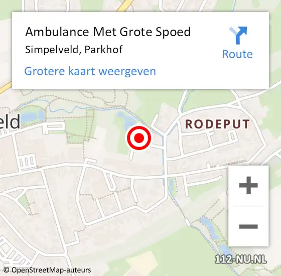 Locatie op kaart van de 112 melding: Ambulance Met Grote Spoed Naar Simpelveld, Parkhof op 18 juli 2014 20:32