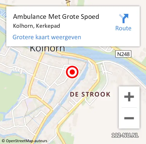 Locatie op kaart van de 112 melding: Ambulance Met Grote Spoed Naar Kolhorn, Kerkepad op 18 juli 2014 20:33