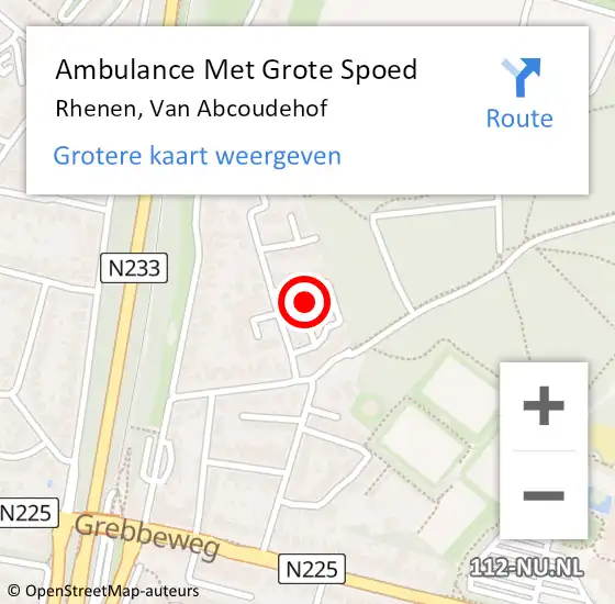 Locatie op kaart van de 112 melding: Ambulance Met Grote Spoed Naar Rhenen, Van Abcoudehof op 31 mei 2022 17:09