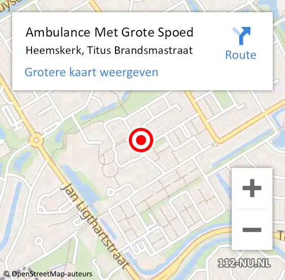 Locatie op kaart van de 112 melding: Ambulance Met Grote Spoed Naar Heemskerk, Titus Brandsmastraat op 31 mei 2022 17:22