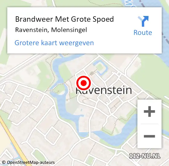Locatie op kaart van de 112 melding: Brandweer Met Grote Spoed Naar Ravenstein, Molensingel op 31 mei 2022 17:23