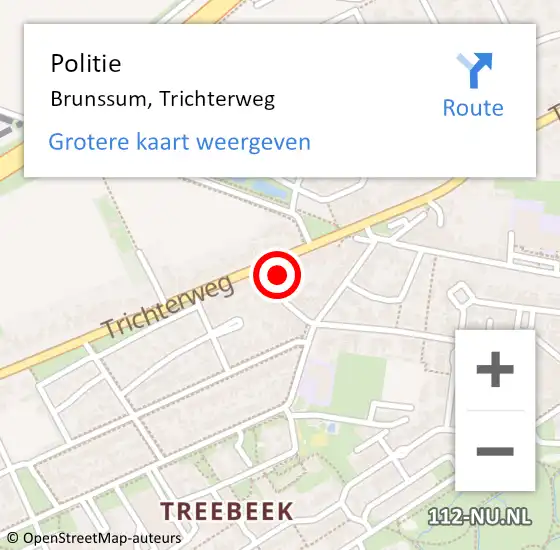 Locatie op kaart van de 112 melding: Politie Brunssum, Trichterweg op 31 mei 2022 18:32