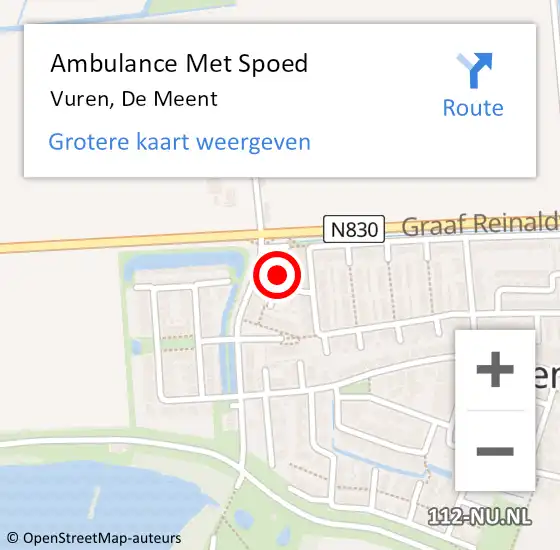 Locatie op kaart van de 112 melding: Ambulance Met Spoed Naar Vuren, De Meent op 31 mei 2022 18:39