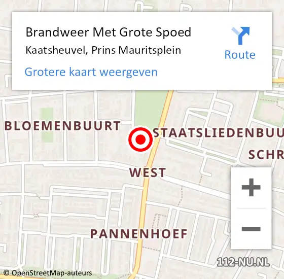 Locatie op kaart van de 112 melding: Brandweer Met Grote Spoed Naar Kaatsheuvel, Prins Mauritsplein op 31 mei 2022 18:53