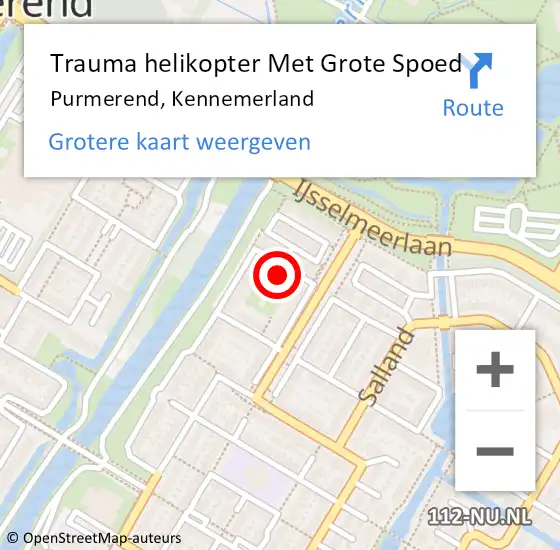Locatie op kaart van de 112 melding: Trauma helikopter Met Grote Spoed Naar Purmerend, Kennemerland op 31 mei 2022 19:03