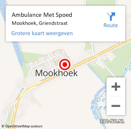 Locatie op kaart van de 112 melding: Ambulance Met Spoed Naar Mookhoek, Griendstraat op 31 mei 2022 19:05