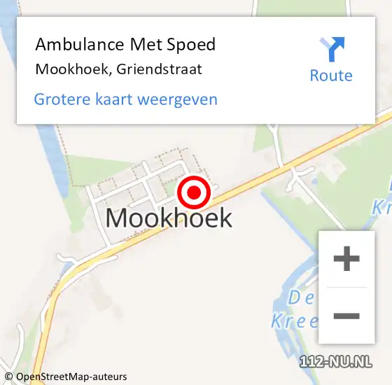 Locatie op kaart van de 112 melding: Ambulance Met Spoed Naar Mookhoek, Griendstraat op 31 mei 2022 19:07
