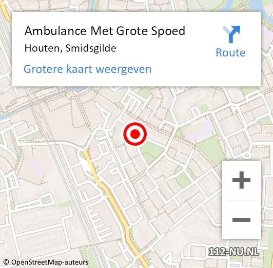 Locatie op kaart van de 112 melding: Ambulance Met Grote Spoed Naar Houten, Smidsgilde op 18 juli 2014 20:47