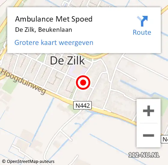 Locatie op kaart van de 112 melding: Ambulance Met Spoed Naar De Zilk, Beukenlaan op 31 mei 2022 19:10