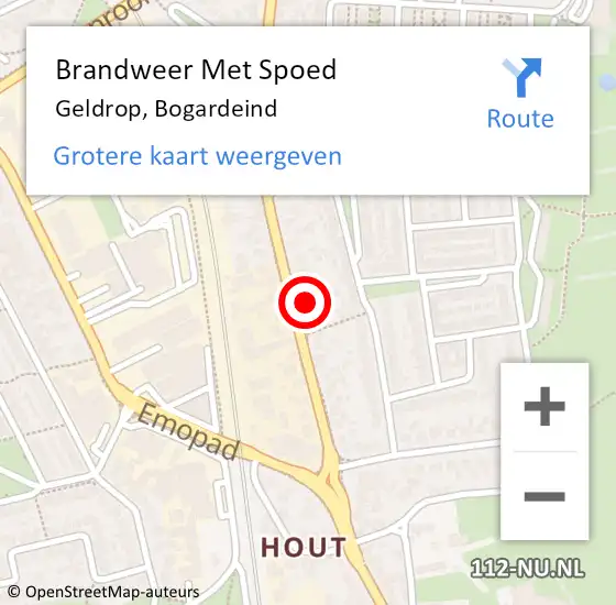 Locatie op kaart van de 112 melding: Brandweer Met Spoed Naar Geldrop, Bogardeind op 31 mei 2022 19:21