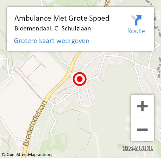 Locatie op kaart van de 112 melding: Ambulance Met Grote Spoed Naar Bloemendaal, C. Schulzlaan op 31 mei 2022 19:30