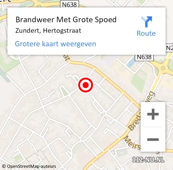 Locatie op kaart van de 112 melding: Brandweer Met Grote Spoed Naar Zundert, Hertogstraat op 31 mei 2022 19:48