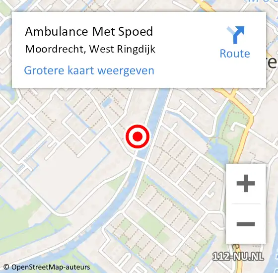 Locatie op kaart van de 112 melding: Ambulance Met Spoed Naar Moordrecht, West Ringdijk op 31 mei 2022 20:01