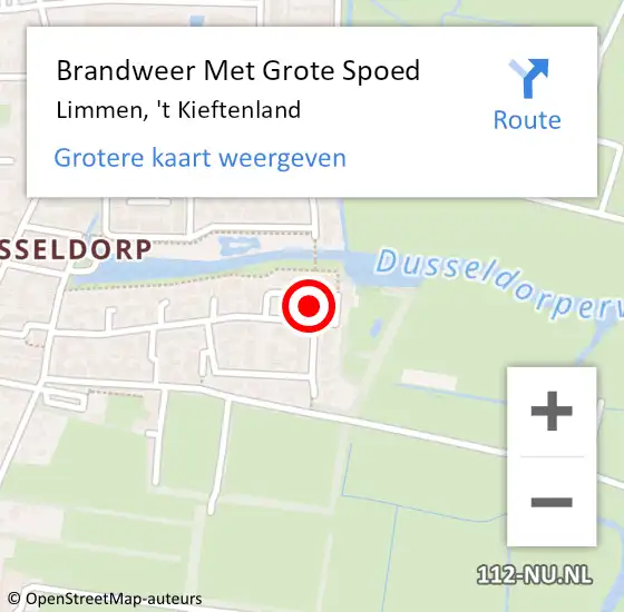 Locatie op kaart van de 112 melding: Brandweer Met Grote Spoed Naar Limmen, 't Kieftenland op 31 mei 2022 20:07