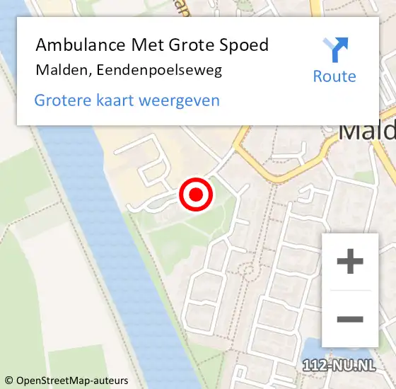 Locatie op kaart van de 112 melding: Ambulance Met Grote Spoed Naar Malden, Eendenpoelseweg op 31 mei 2022 20:14