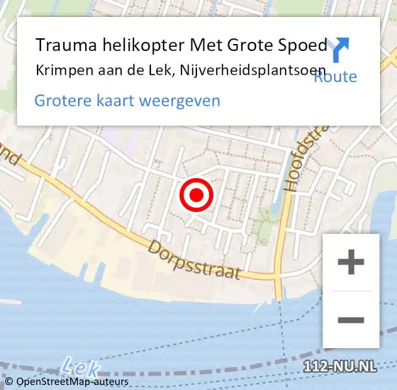 Locatie op kaart van de 112 melding: Trauma helikopter Met Grote Spoed Naar Krimpen aan de Lek, Nijverheidsplantsoen op 31 mei 2022 20:16