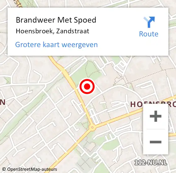 Locatie op kaart van de 112 melding: Brandweer Met Spoed Naar Hoensbroek, Zandstraat op 31 mei 2022 20:49