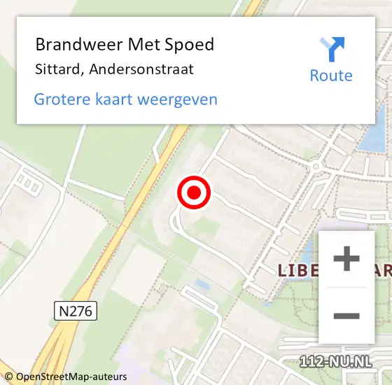 Locatie op kaart van de 112 melding: Brandweer Met Spoed Naar Sittard, Andersonstraat op 31 mei 2022 21:33
