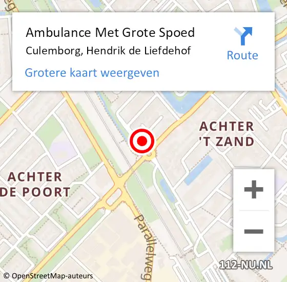 Locatie op kaart van de 112 melding: Ambulance Met Grote Spoed Naar Culemborg, Hendrik de Liefdehof op 31 mei 2022 21:45