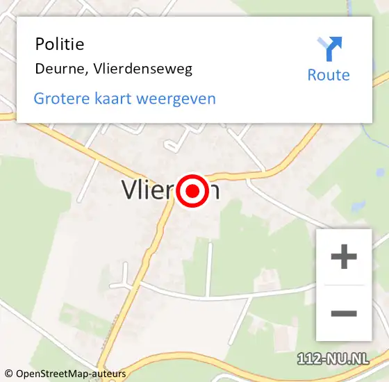 Locatie op kaart van de 112 melding: Politie Deurne, Vlierdenseweg op 31 mei 2022 21:46