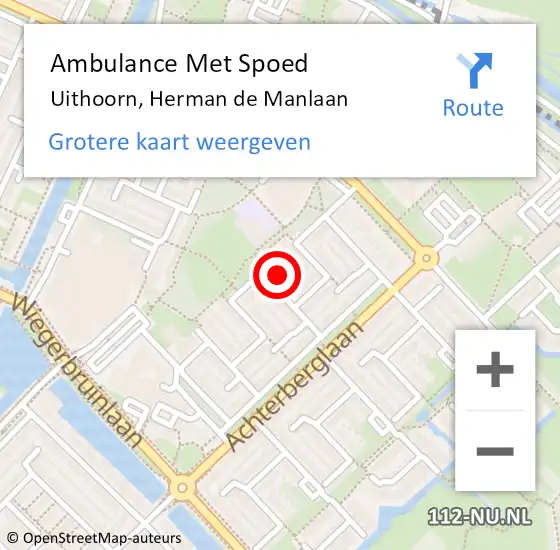 Locatie op kaart van de 112 melding: Ambulance Met Spoed Naar Uithoorn, Herman de Manlaan op 31 mei 2022 21:59