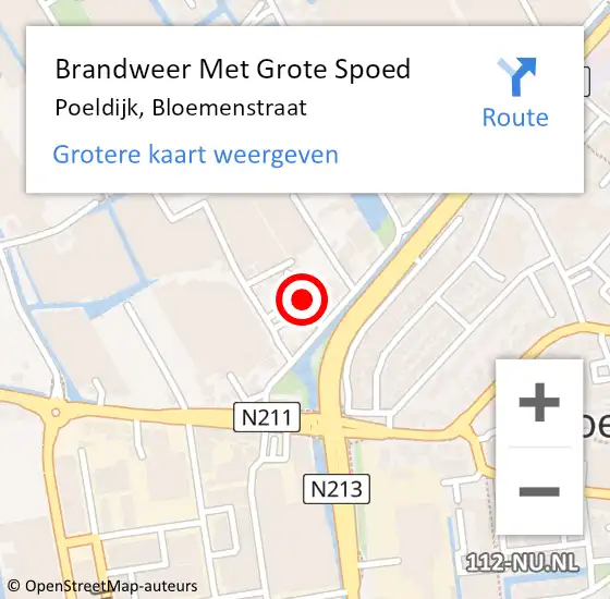 Locatie op kaart van de 112 melding: Brandweer Met Grote Spoed Naar Poeldijk, Bloemenstraat op 31 mei 2022 22:27