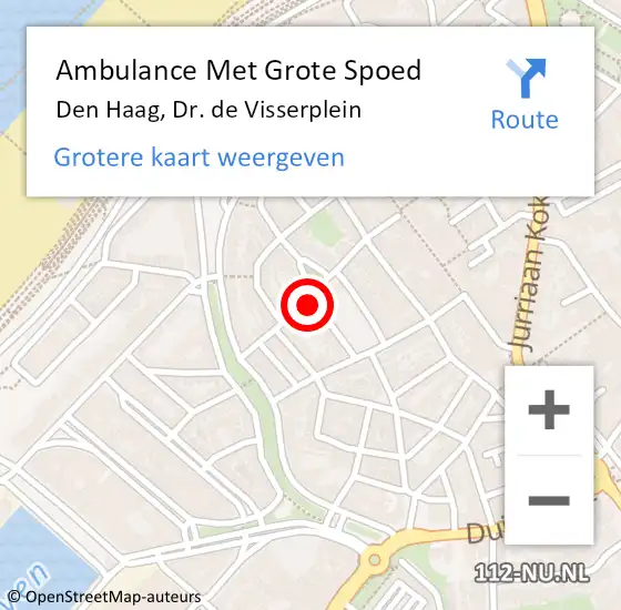 Locatie op kaart van de 112 melding: Ambulance Met Grote Spoed Naar Den Haag, Dr. de Visserplein op 31 mei 2022 22:59