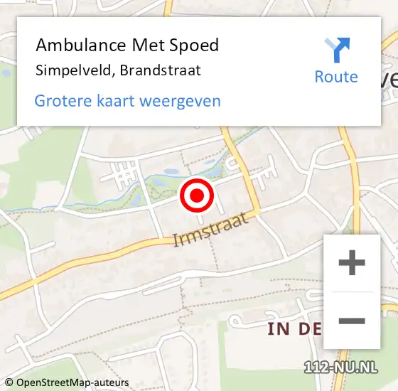 Locatie op kaart van de 112 melding: Ambulance Met Spoed Naar Simpelveld, Brandstraat op 18 juli 2014 21:08