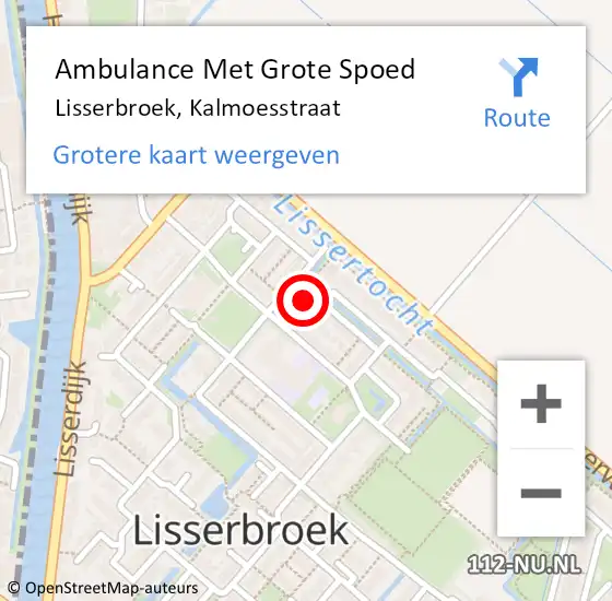 Locatie op kaart van de 112 melding: Ambulance Met Grote Spoed Naar Lisserbroek, Kalmoesstraat op 31 mei 2022 23:17