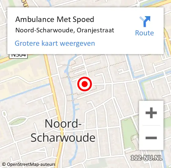 Locatie op kaart van de 112 melding: Ambulance Met Spoed Naar Noord-Scharwoude, Oranjestraat op 1 juni 2022 00:15