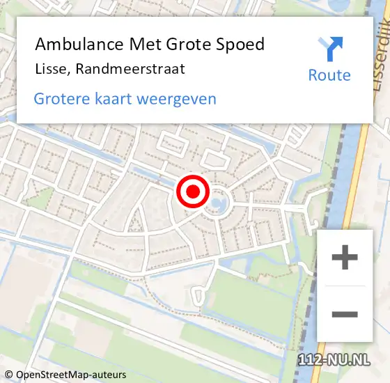 Locatie op kaart van de 112 melding: Ambulance Met Grote Spoed Naar Lisse, Randmeerstraat op 1 juni 2022 01:41