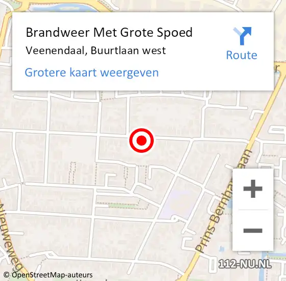 Locatie op kaart van de 112 melding: Brandweer Met Grote Spoed Naar Veenendaal, Buurtlaan west op 1 juni 2022 01:59