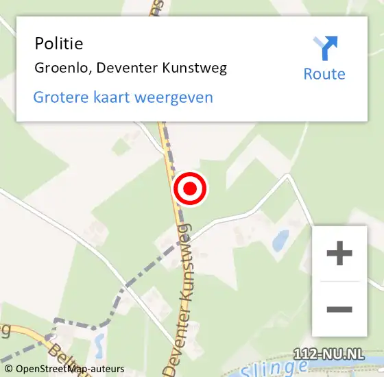 Locatie op kaart van de 112 melding: Politie Groenlo, Deventer Kunstweg op 1 juni 2022 03:59