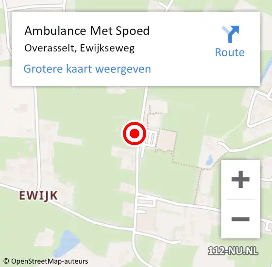 Locatie op kaart van de 112 melding: Ambulance Met Spoed Naar Overasselt, Ewijkseweg op 1 juni 2022 04:06