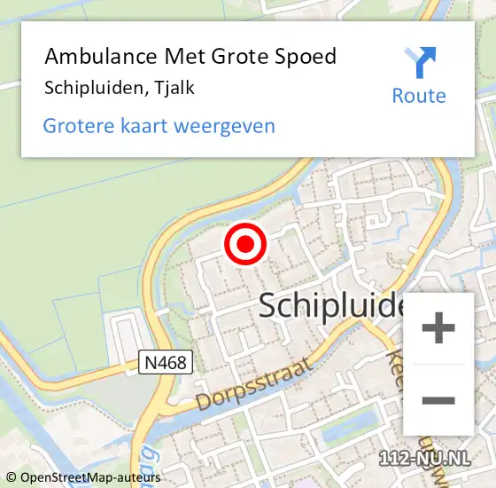 Locatie op kaart van de 112 melding: Ambulance Met Grote Spoed Naar Schipluiden, Tjalk op 18 juli 2014 21:19