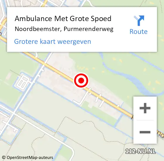 Locatie op kaart van de 112 melding: Ambulance Met Grote Spoed Naar Noordbeemster, Purmerenderweg op 1 juni 2022 05:19