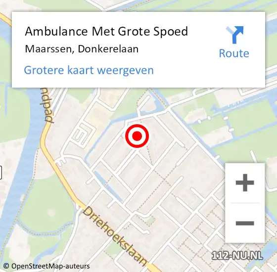 Locatie op kaart van de 112 melding: Ambulance Met Grote Spoed Naar Maarssen, Donkerelaan op 18 juli 2014 21:21