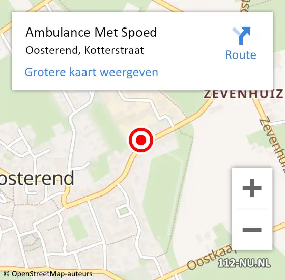 Locatie op kaart van de 112 melding: Ambulance Met Spoed Naar Oosterend, Kotterstraat op 1 juni 2022 06:15