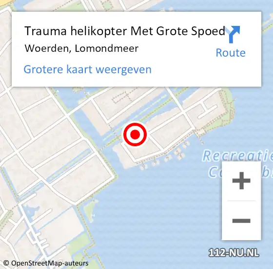 Locatie op kaart van de 112 melding: Trauma helikopter Met Grote Spoed Naar Woerden, Lomondmeer op 1 juni 2022 06:18