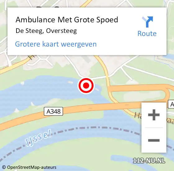 Locatie op kaart van de 112 melding: Ambulance Met Grote Spoed Naar De Steeg, Oversteeg op 1 juni 2022 06:58