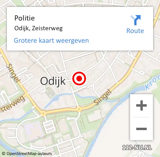 Locatie op kaart van de 112 melding: Politie Odijk, Zeisterweg op 1 juni 2022 07:43