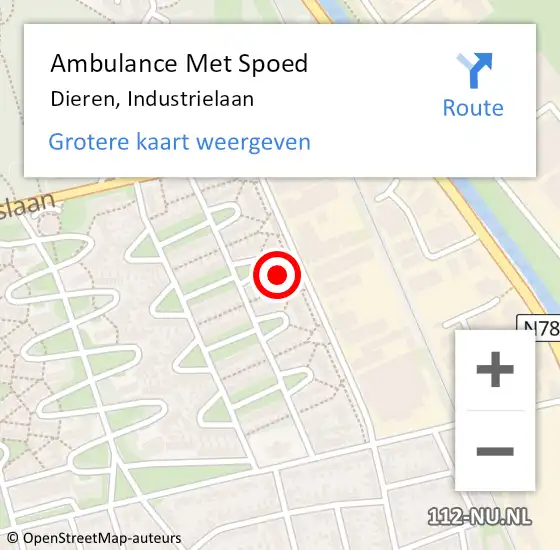 Locatie op kaart van de 112 melding: Ambulance Met Spoed Naar Dieren, Industrielaan op 1 juni 2022 07:58