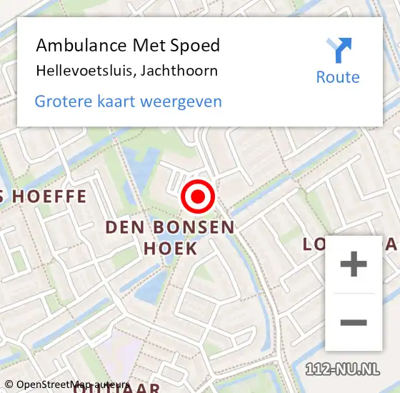 Locatie op kaart van de 112 melding: Ambulance Met Spoed Naar Hellevoetsluis, Jachthoorn op 1 juni 2022 08:01