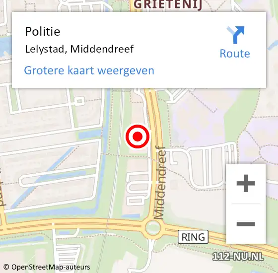 Locatie op kaart van de 112 melding: Politie Lelystad, Middendreef op 1 juni 2022 08:19