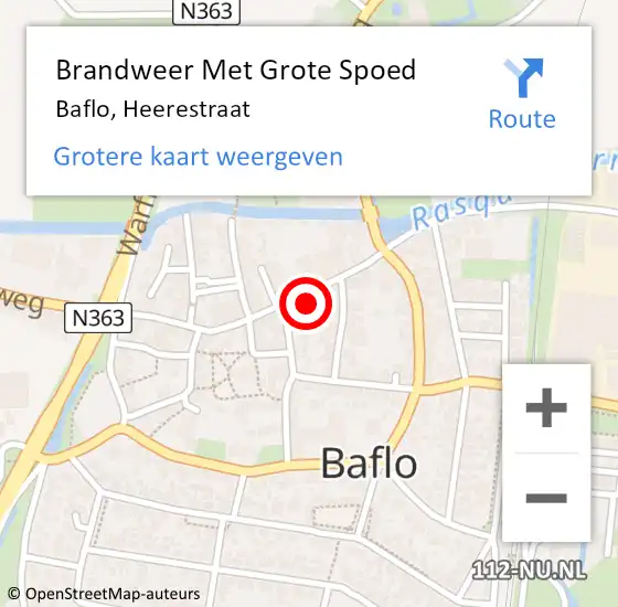 Locatie op kaart van de 112 melding: Brandweer Met Grote Spoed Naar Baflo, Heerestraat op 1 juni 2022 08:37