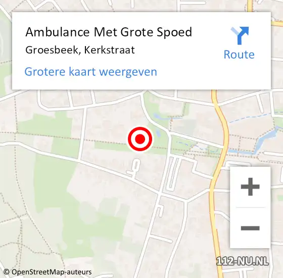 Locatie op kaart van de 112 melding: Ambulance Met Grote Spoed Naar Groesbeek, Kerkstraat op 1 juni 2022 09:23