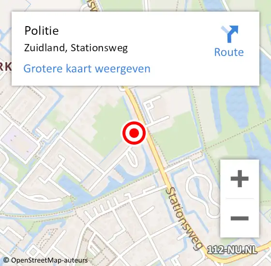 Locatie op kaart van de 112 melding: Politie Zuidland, Stationsweg op 1 juni 2022 09:42